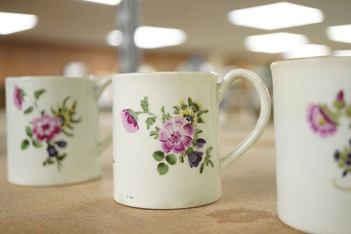 Three Worcester polychrome coffee cans, c.1760-1770 - 6cm high